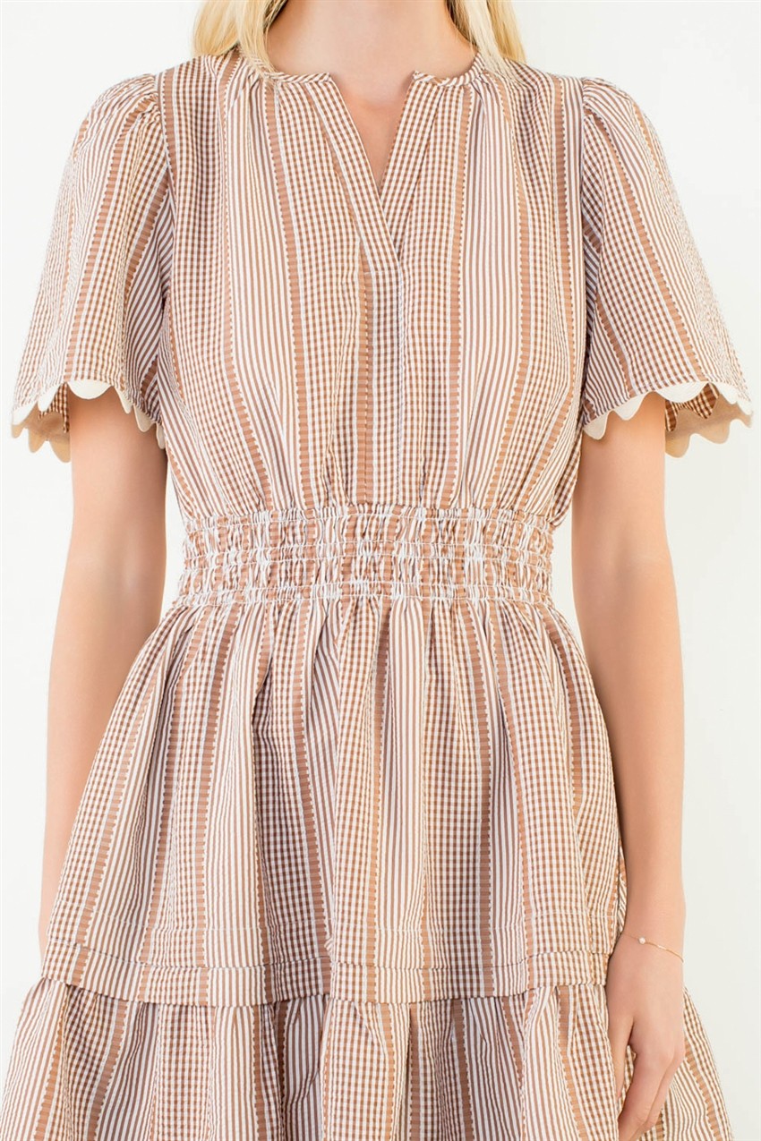 Short Sleeve Striped V-neck Dress - Brazos Avenue Market