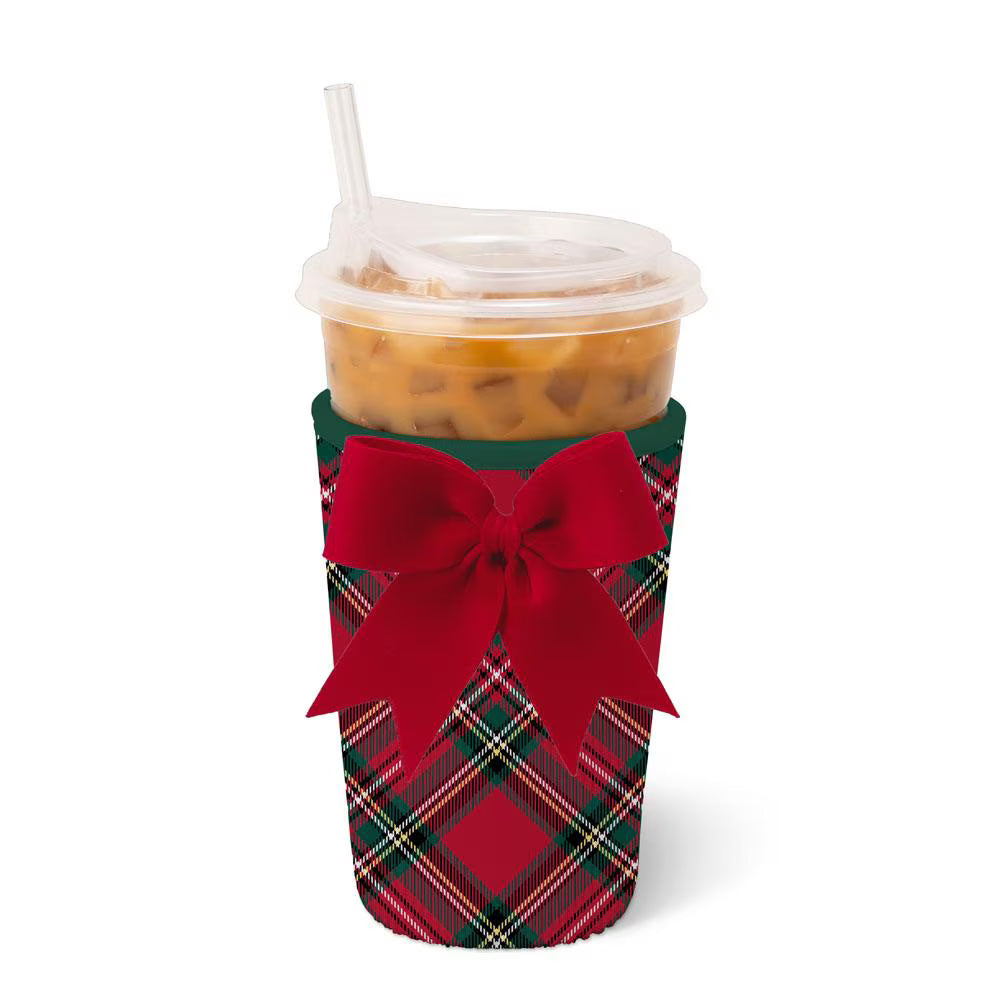 Christmas Plaid Iced Cup Coolie (Medium) - Brazos Avenue Market