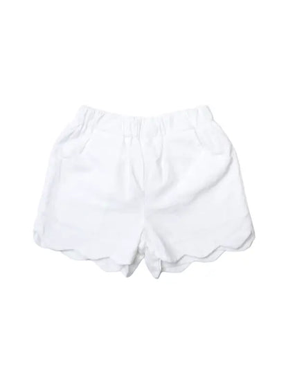 White Scalloped Hem Shorts - Brazos Avenue Market 