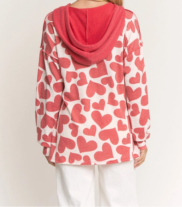 Valentine's Day Long Sleeve Hoodie Top - Brazos Avenue Market