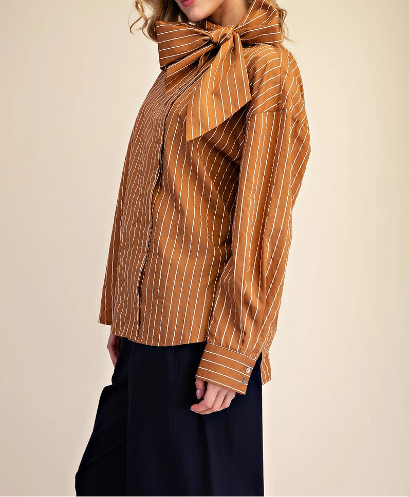 High Neck Stripe Shirt