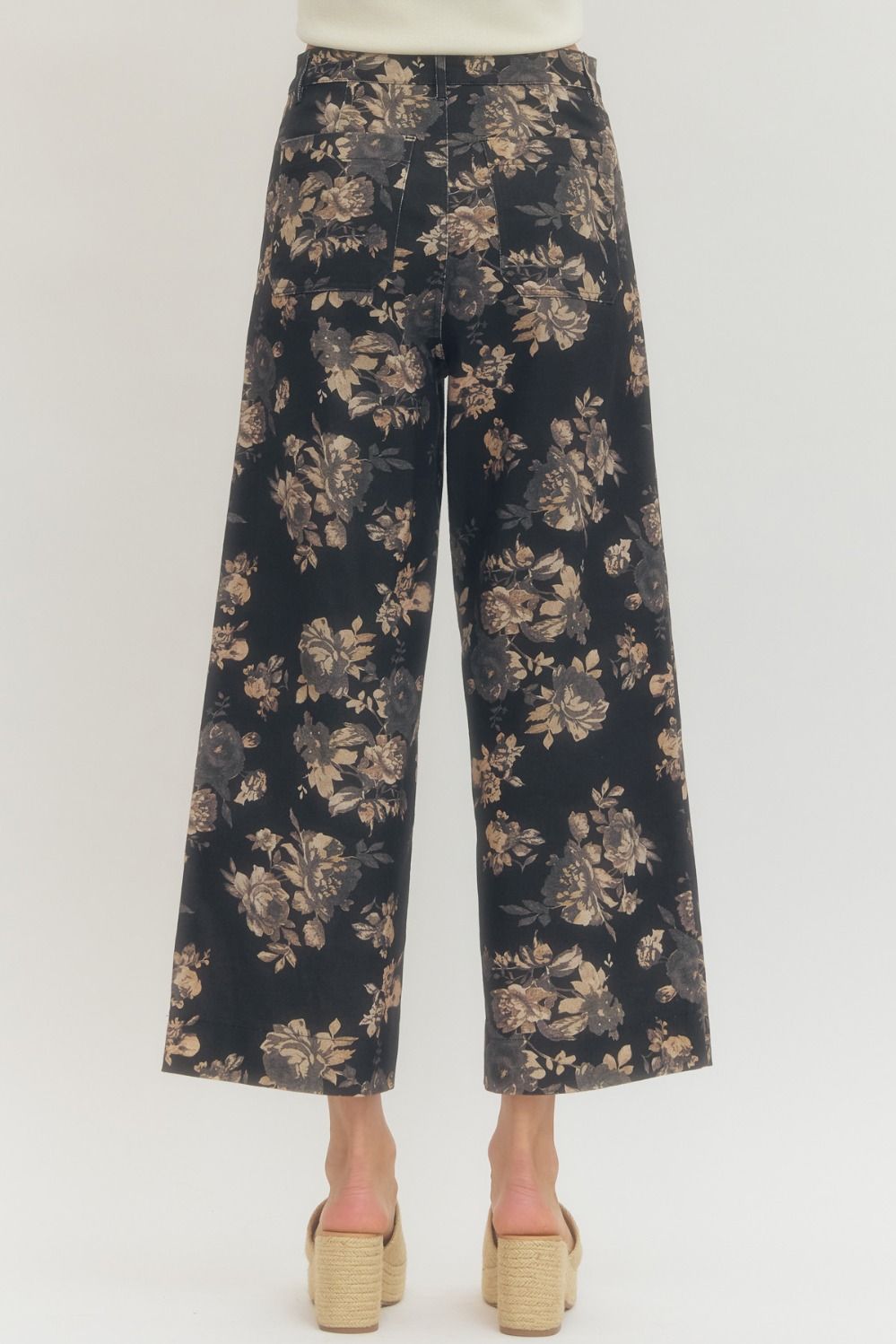 Floral Black Pants