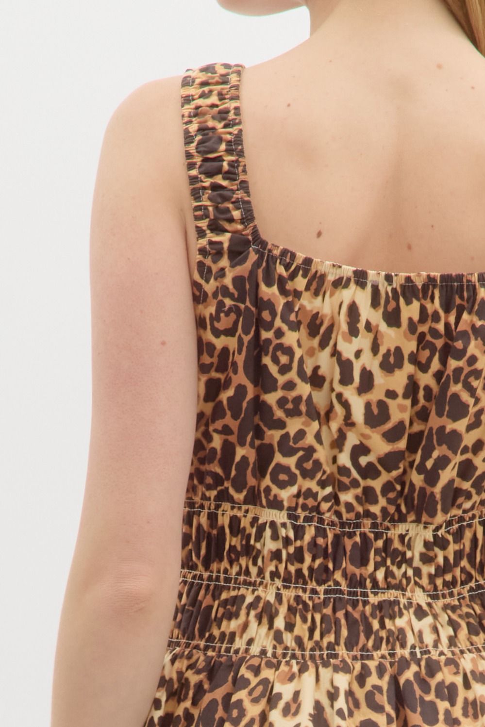 Leopard Print Smocked Mini Dress - Brazos Avenue Market