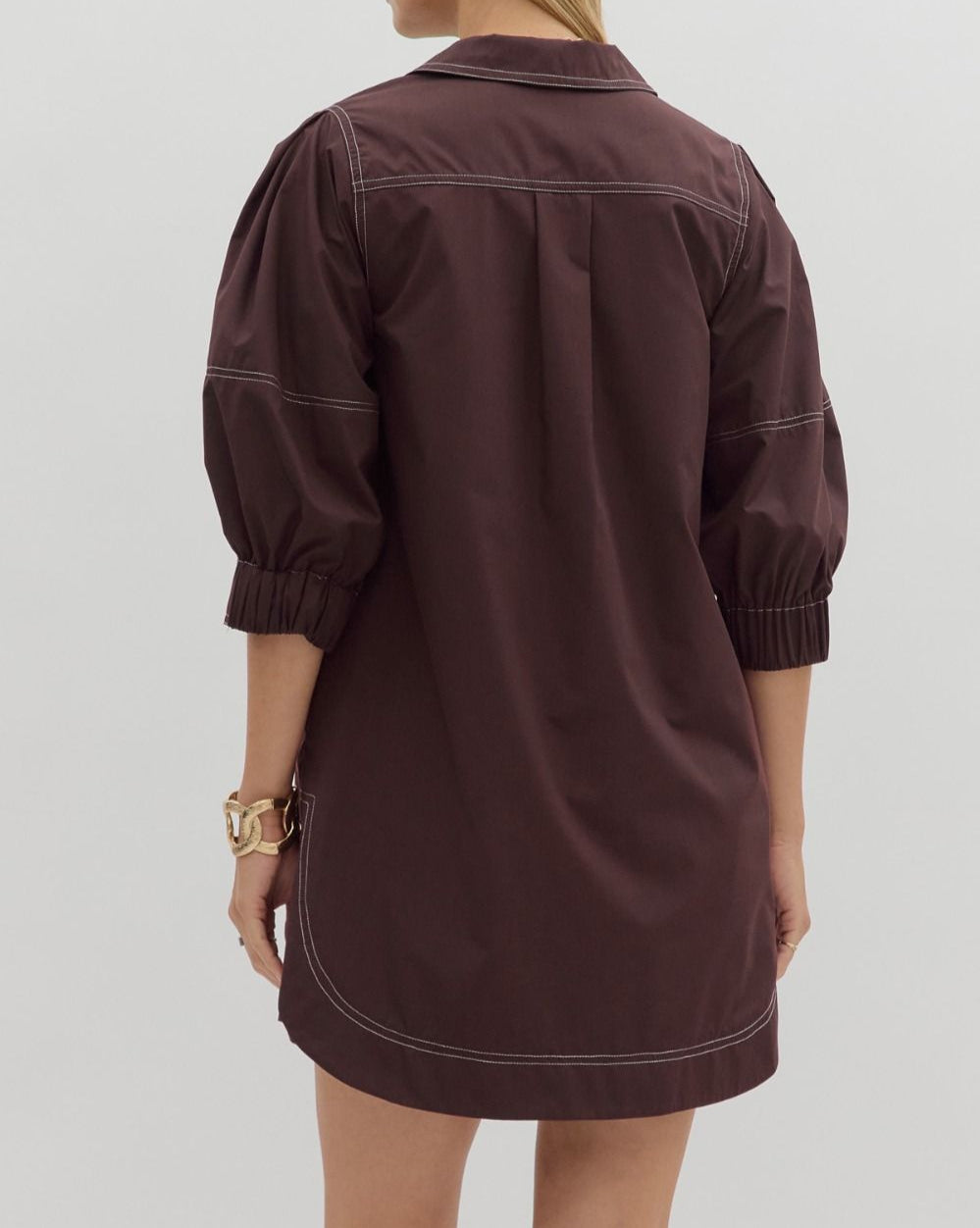 Lantern Sleeve Mini Dress - Brazos Avenue Market