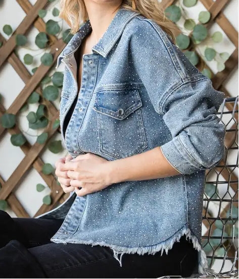 Sparkling Snap Button Denim Shacket