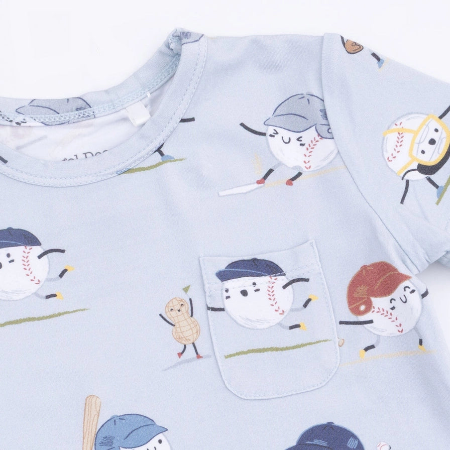 Baseballs Playing Baseball - Crew Neck Tee with Casual Short - Brazos Avenue Market
