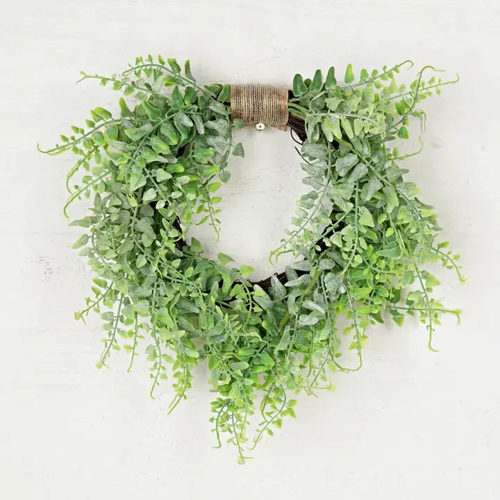 Heart Wreath-Flocked Soft Touch Fern - Brazos Avenue Market
