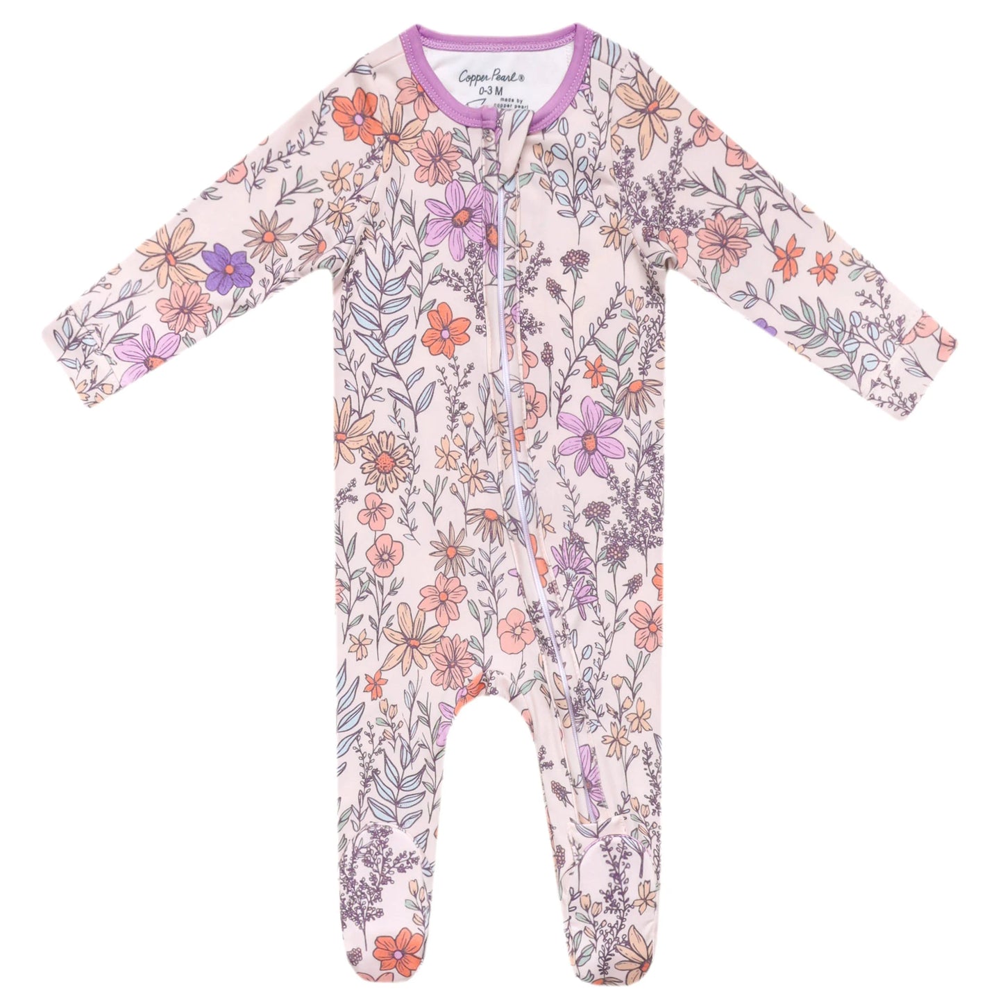 Flora Zip-up Footie - Brazos Avenue Market
