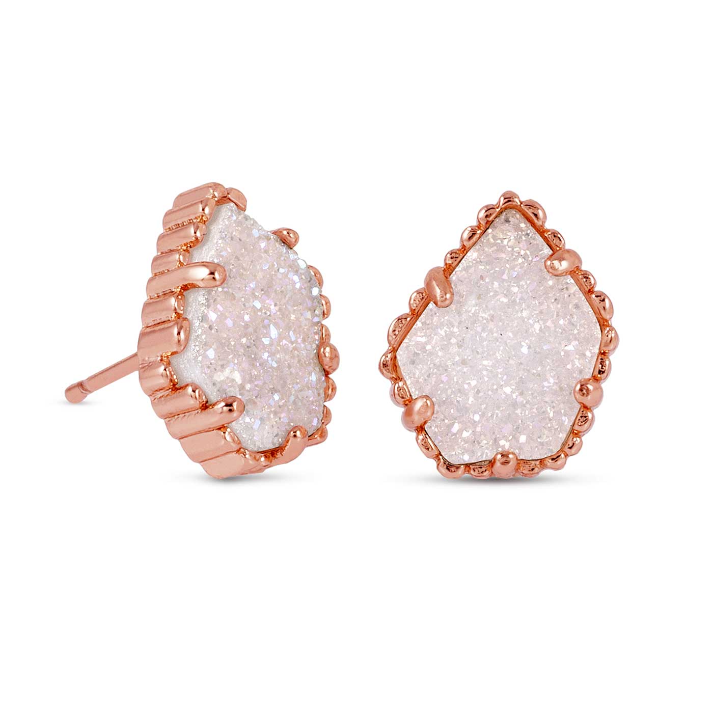 Tessa Stud Earring - Rose Gold/Iridescent Drusy - Brazos Avenue Market