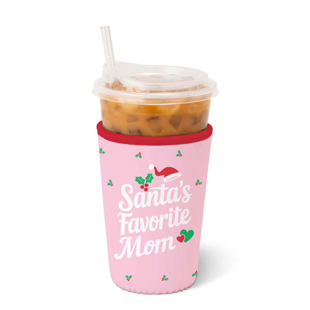 Santa's Favorite Mom Iced Cup Coolie (Medium) - Brazos Avenue Market
