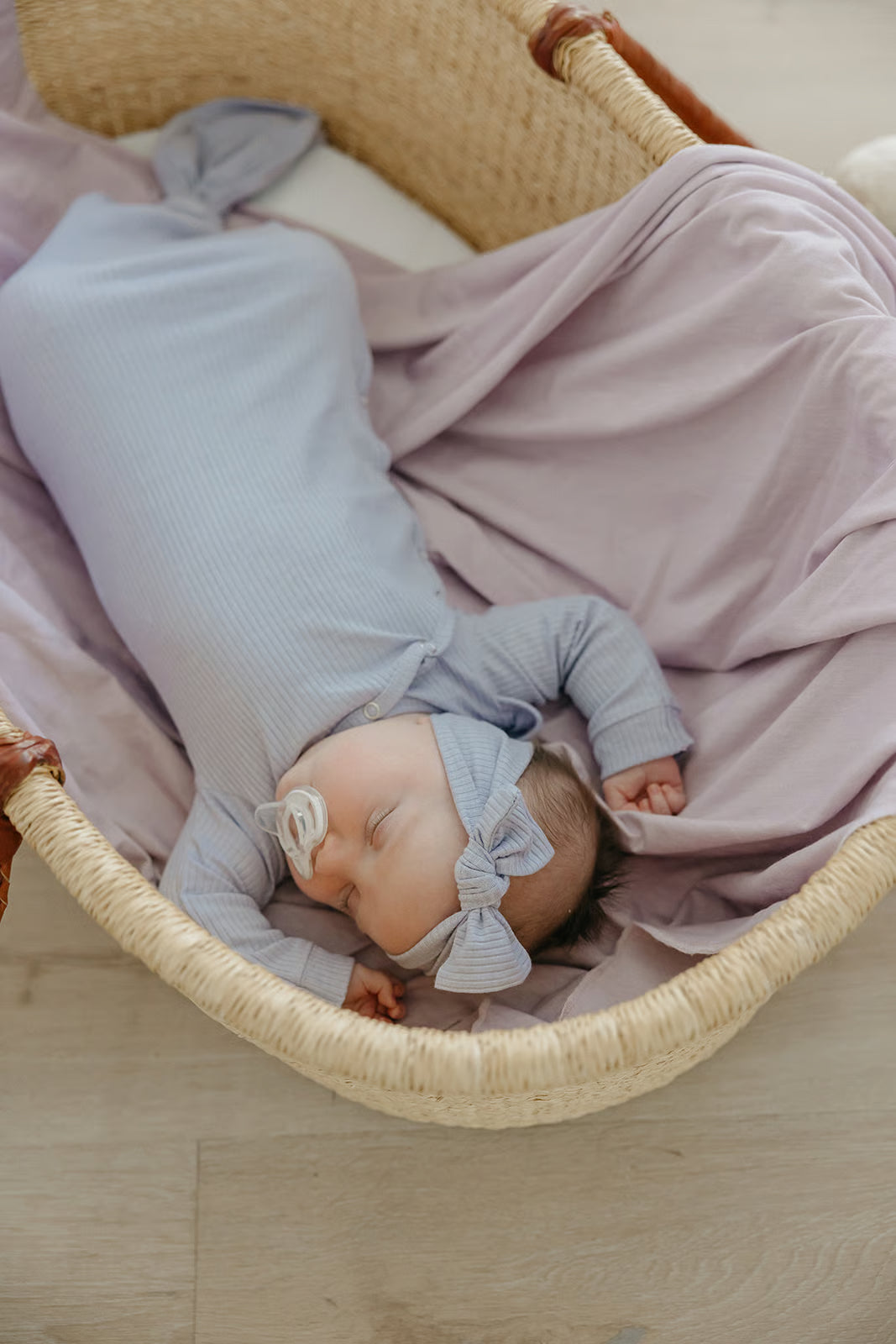 Periwinkle Rib Knit Newborn Knotted Gown - Brazos Avenue Market