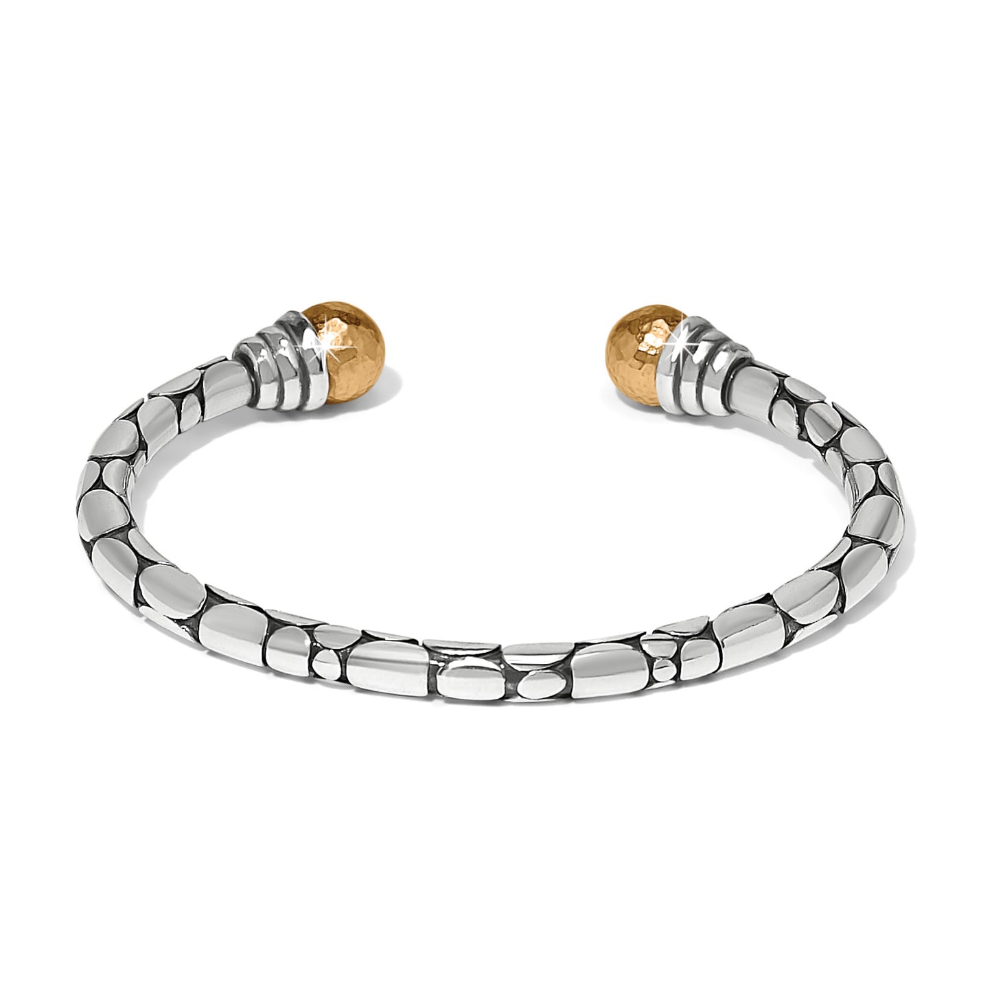 Pebble Link Two Tone Open Flex Cuff Bracelet - Brazos Avenue Market