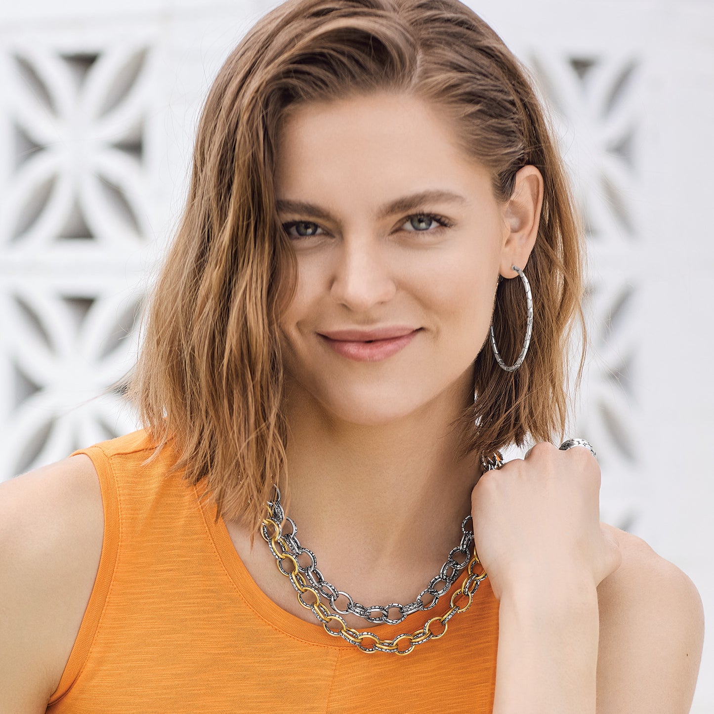 Pebble Link Two Tone Necklace - Brazos Avenue Market
