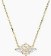 Abbie Gold Crystal Short Pendant Necklace
