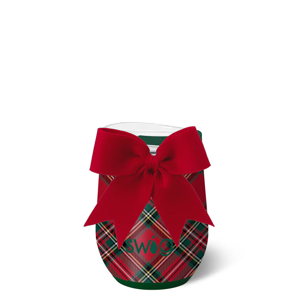 Christmas Plaid Stemless Wine Cup 12oz - Brazos Avenue Market