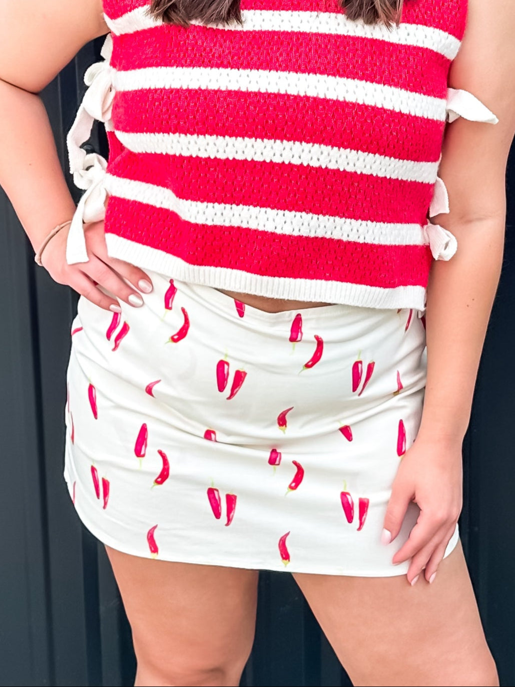 Mid-rise Red Pepper Graphic Mini Skort - Brazos Avenue Market