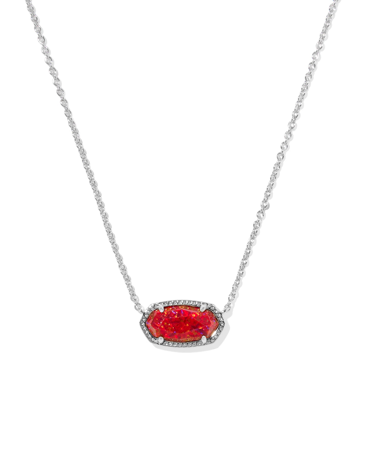 Elisa Pendant Necklace - Red Kyocera Opal