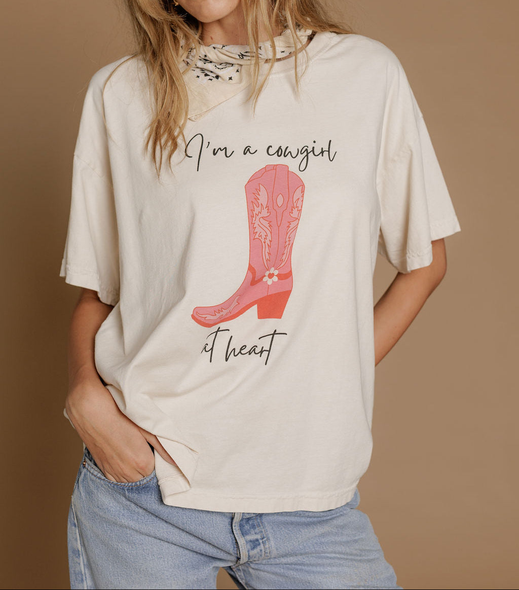 I'm A Cowgirl At Heart Tee - Brazos Avenue Market