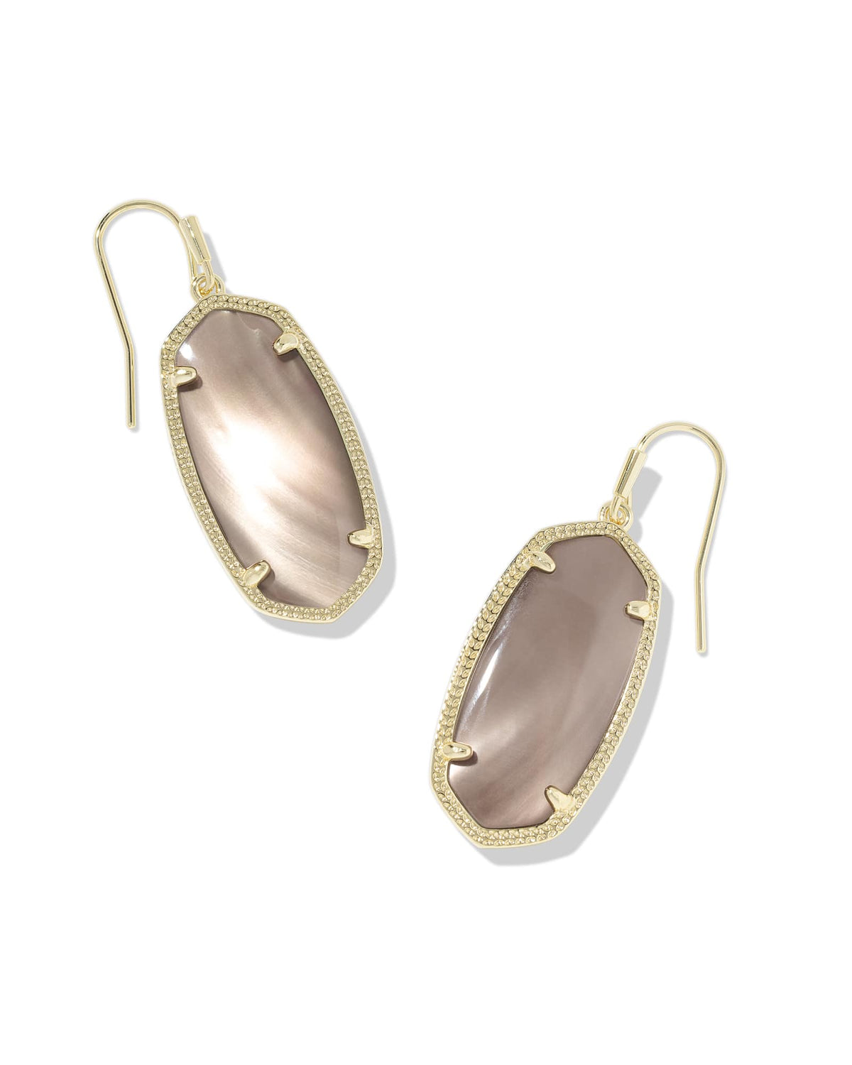 ELLE DROP EARRINGS GOLD TAUPE MOTHER OF PEARL
