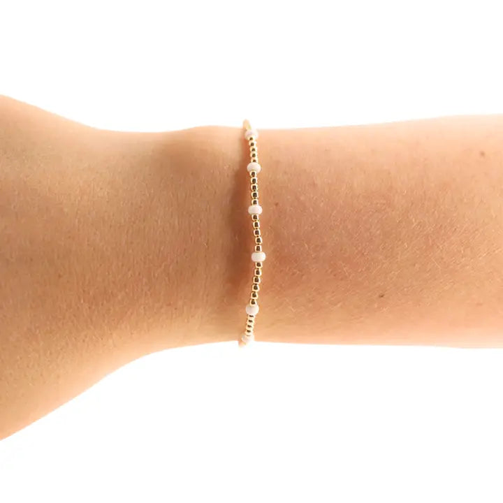White Dainty Poppi Bracelet - Brazos Avenue Market