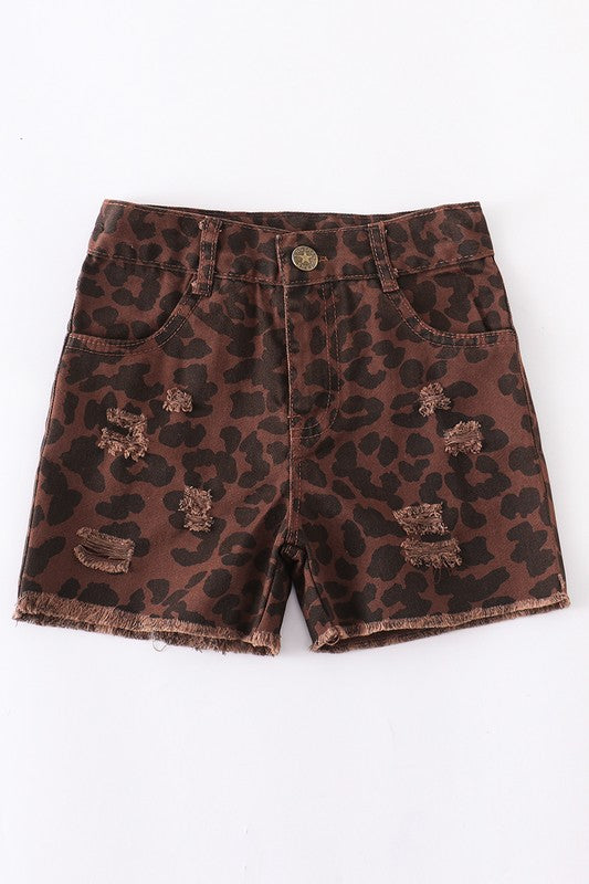 Leopard Denim Shorts - Brazos Avenue Market 