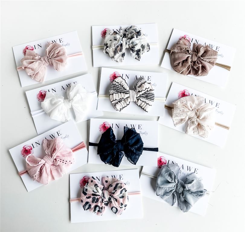 Ruffle Bow on Nylon Headband - Brazos Avenue Market
