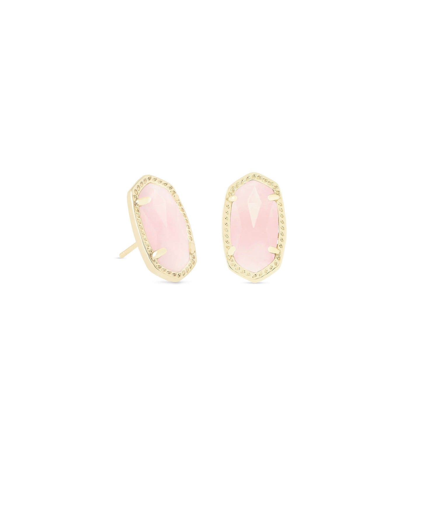 Ellie Gold Stud Earrings-Rose Quartz - Brazos Avenue Market