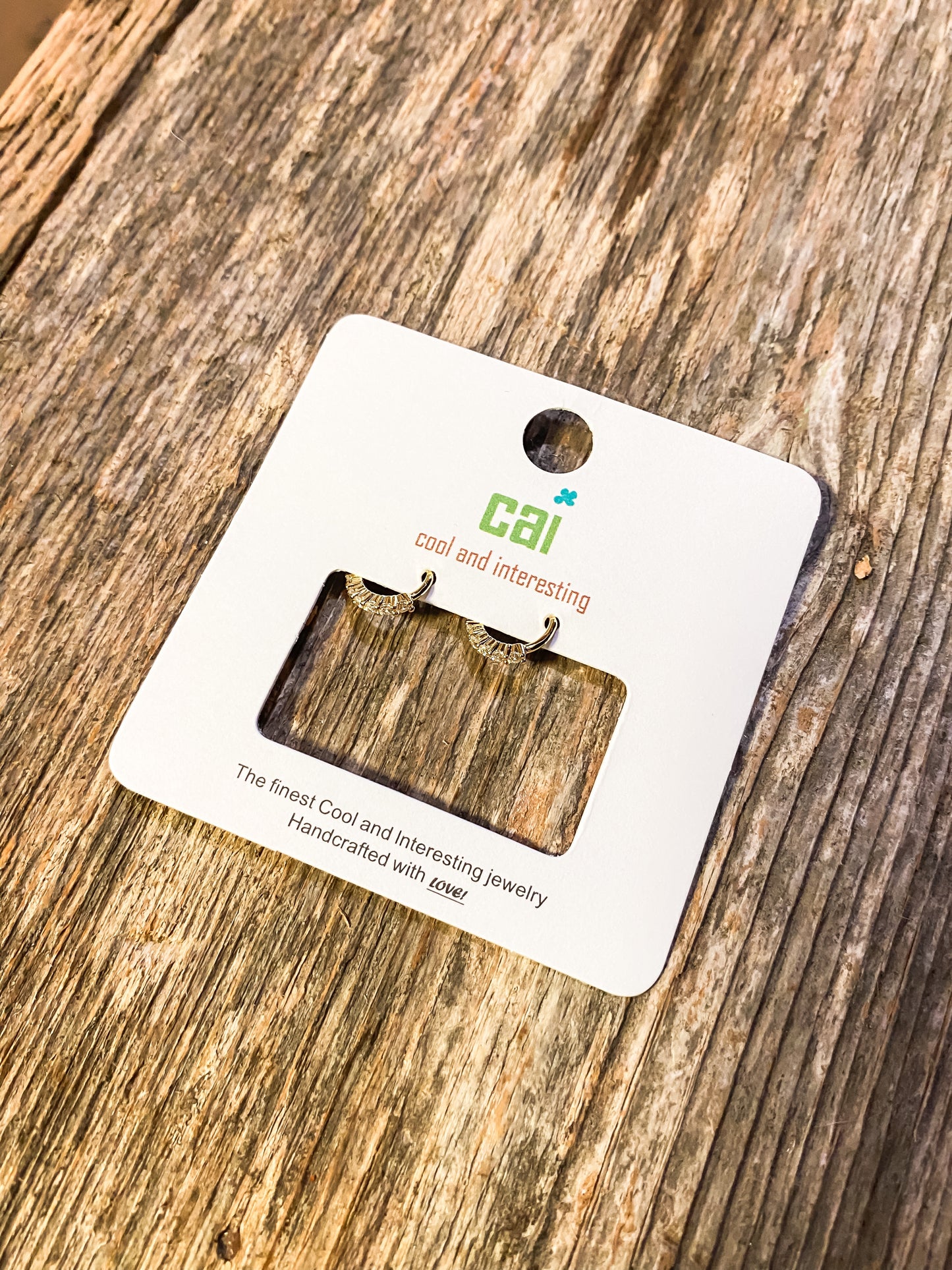 Half Stone Huggie Earrings - Brazos Avenue Market