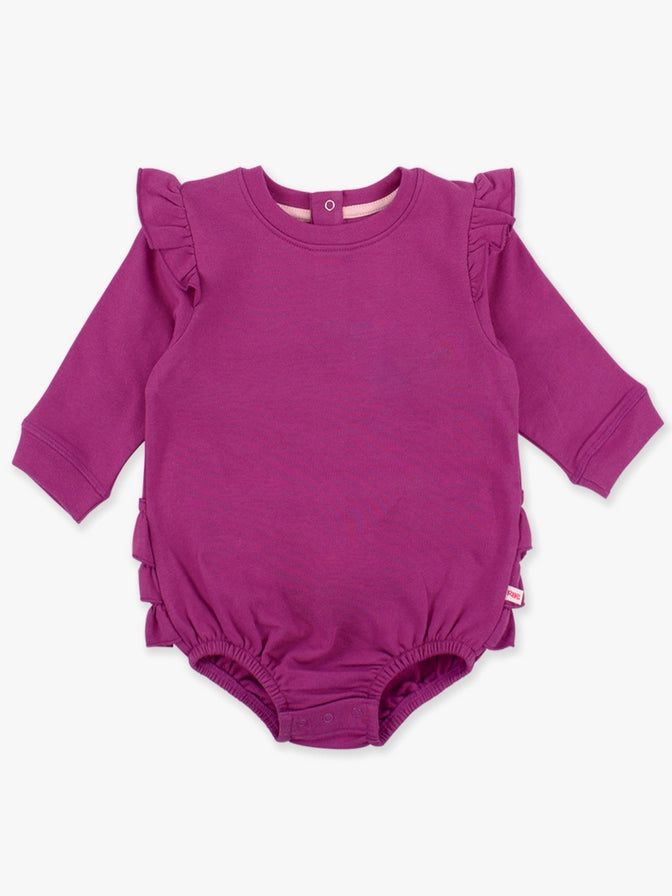 Baby Girls Plum Tart Sweatshirt Bubble Romper - Brazos Avenue Market 