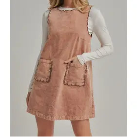 Mineral Washed Corduroy Mini Dress