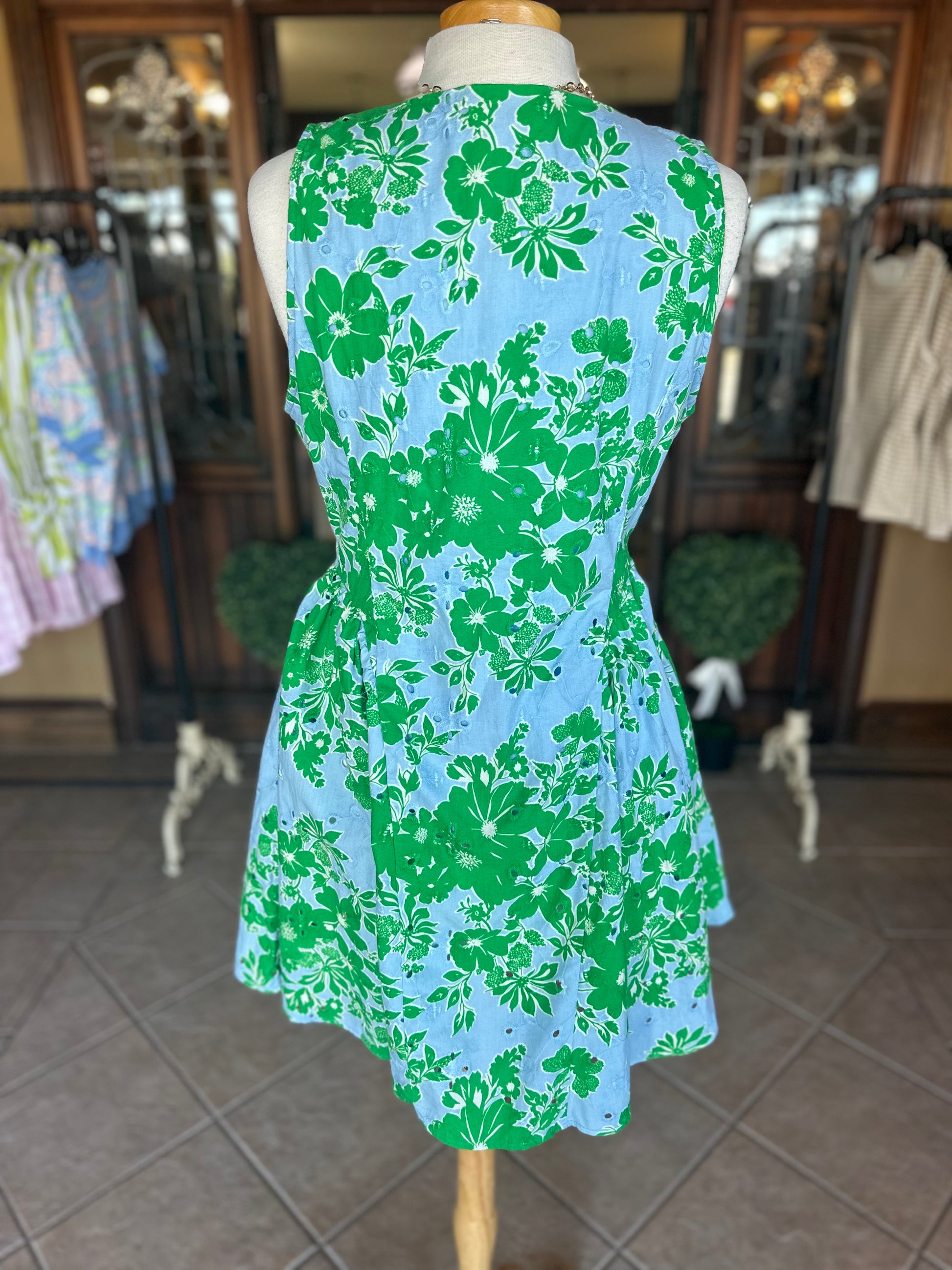 Blue Floral Mini Dress - Brazos Avenue Market 