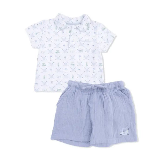 Golf Trellis Blue - Polo with Casual Short - Brazos Avenue Market 