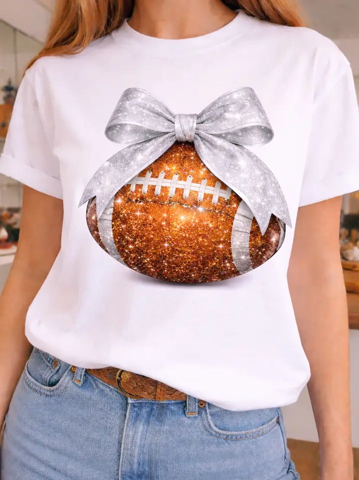 Sparkle Football with Bow Tee