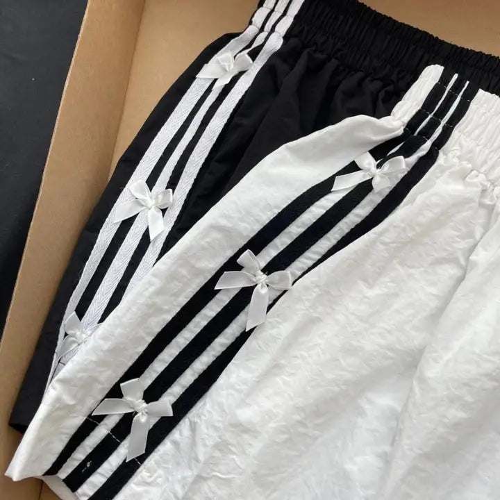 White Casual Shorts with Stripes - Brazos Avenue Market 