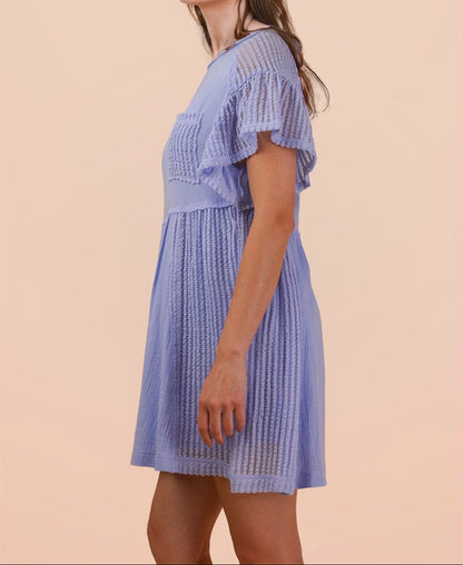Waffle Knit Contrast Solid Comfy Mini Dress - Brazos Avenue Market 