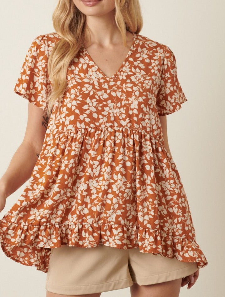 Fall Floral Tiered Blouse