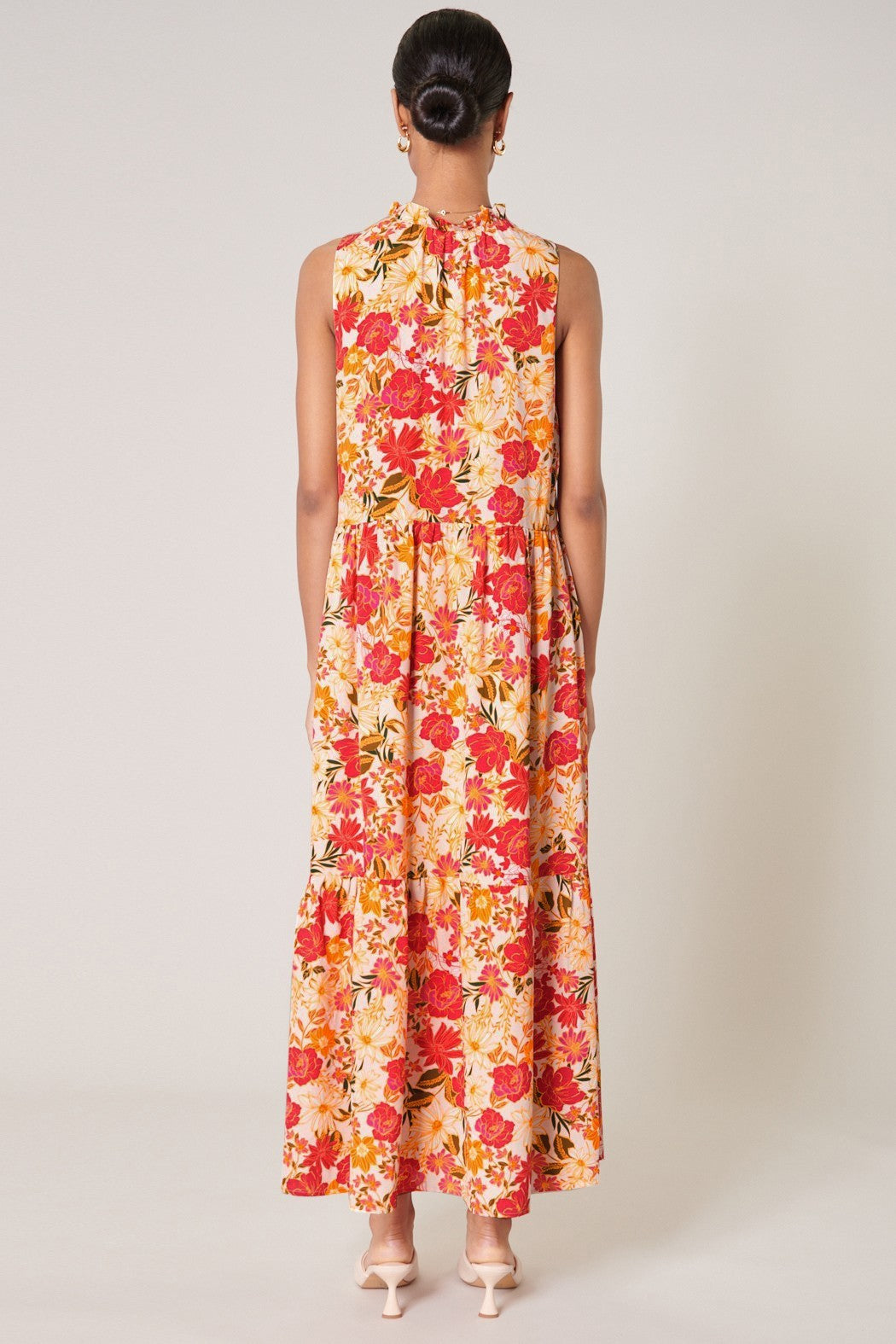 Floral Split Neck Tiered Maxi Dress - Brazos Avenue Market 