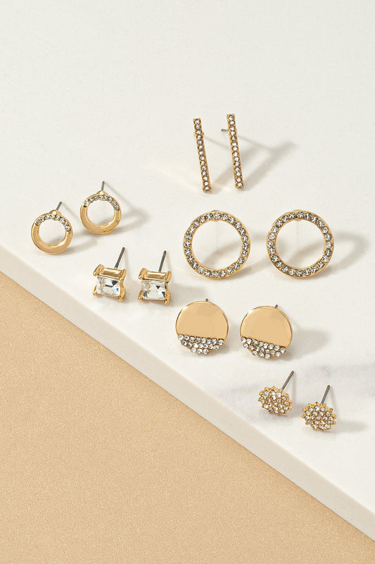 Set of Six Stud Earrings