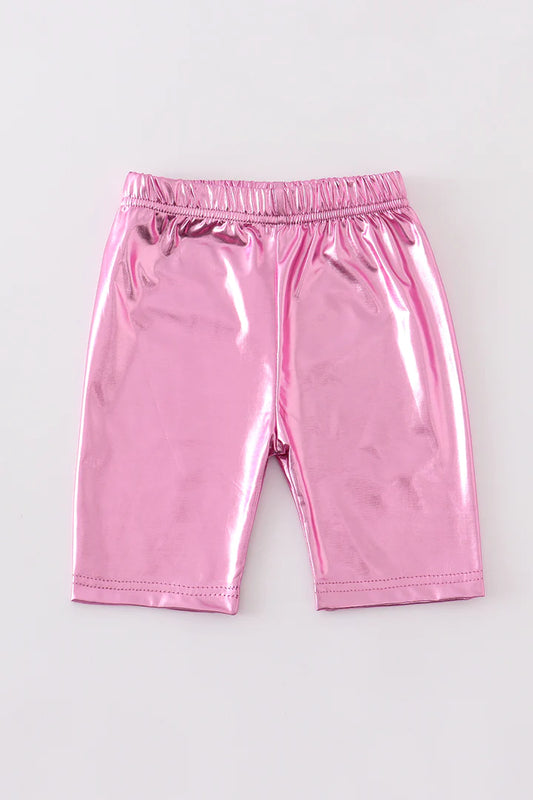 Pink Metallic Bike Shorts