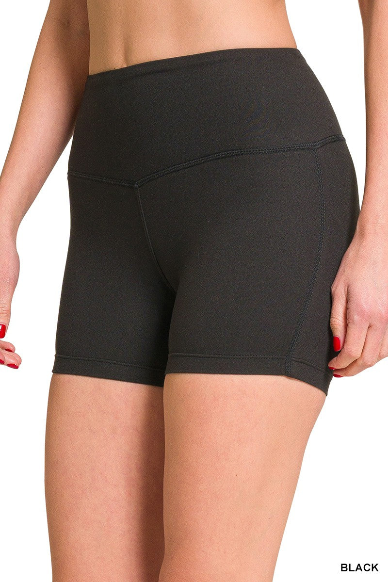 Brushed Microfiber Wide Waistband Biker Shorts - Brazos Avenue Market 
