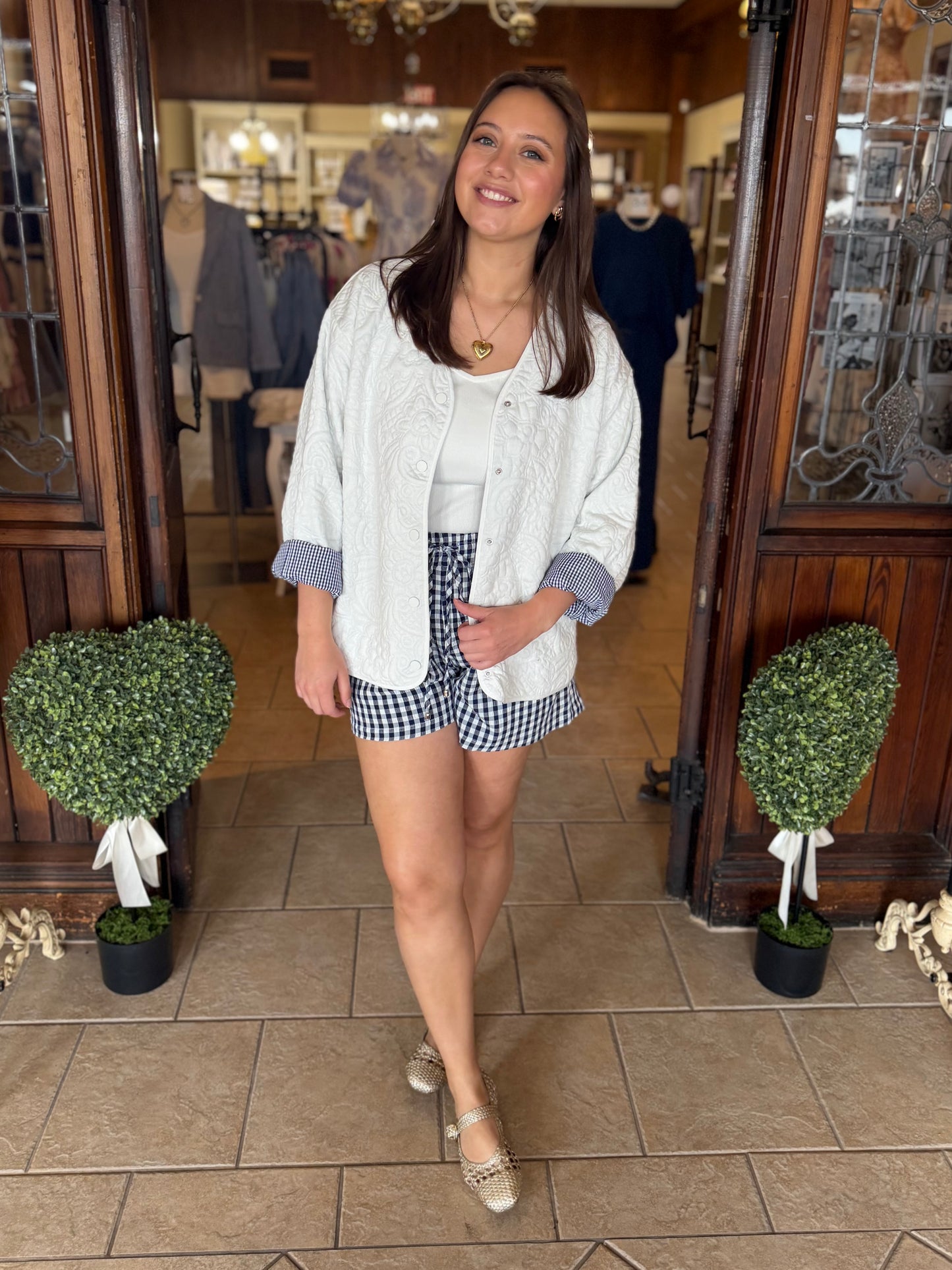 White Quilted Jacket - Brazos Avenue Market 