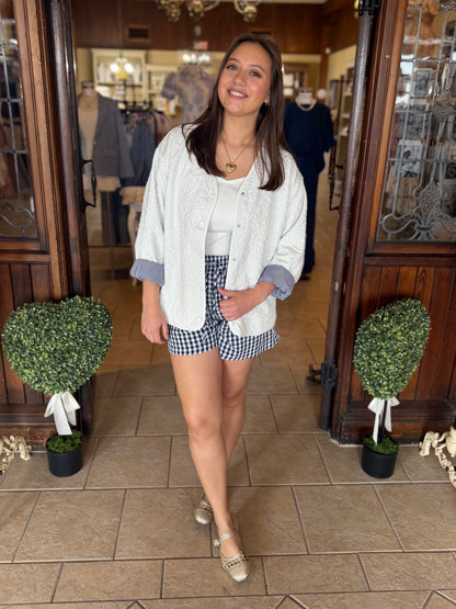White Quilted Jacket - Brazos Avenue Market 