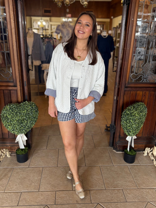 White Quilted Jacket - Brazos Avenue Market 