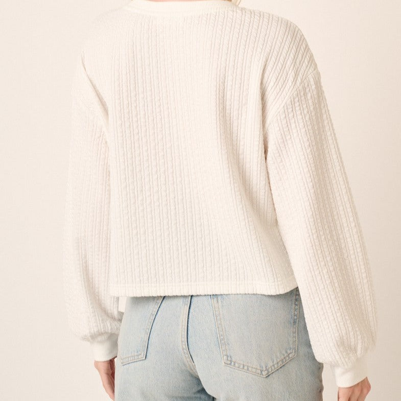 Ivory Textured Lightweight Sweater