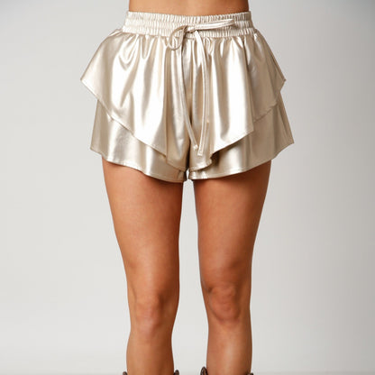 Gold Double Layer Shorts - Brazos Avenue Market 