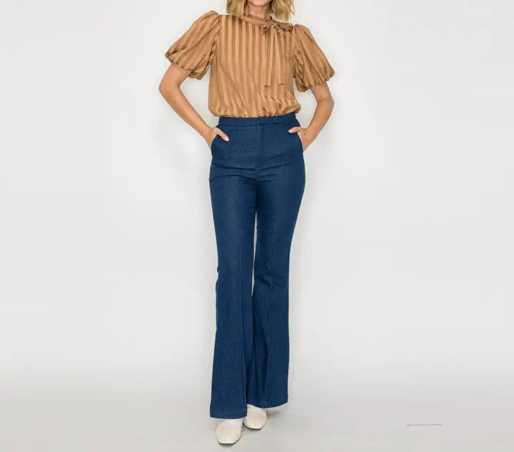 Camel Stripes Essential Blouse