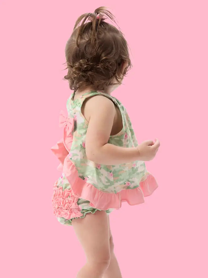 Baby Girls Sage Blossom Camo Knit Swing Top & Bloomer Set - Brazos Avenue Market 
