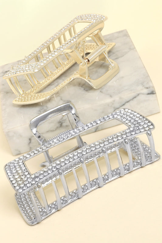 Crystal Pave Open Rectangle Hair Clip