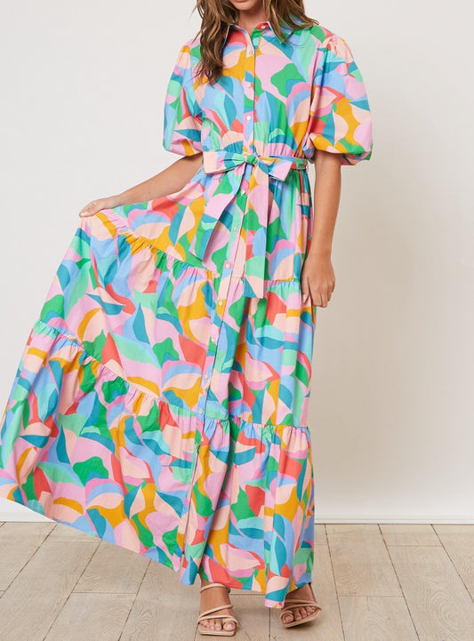 Multi Print Maxi Dress - Brazos Avenue Market 