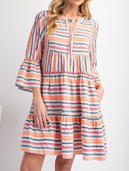 Orange and Navy Print Dress - Brazos Avenue Market 